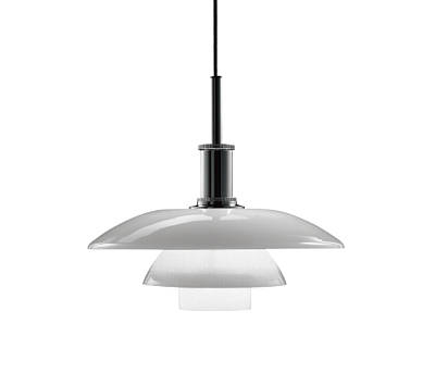 LOUIS POULSEN lampe à suspension PH 4 1/2 - 4 GLASS (Blanc brillant / Chromé brillant - verre / alum