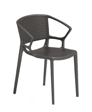 INFINITI set de 4 fauteuils perforé FIORELLINA (Anthracite - Polypropylène)