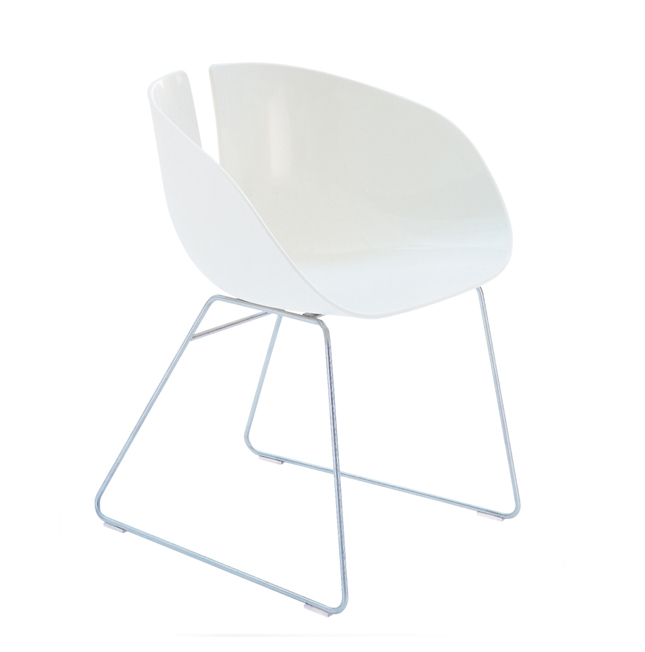 MOROSO chaise FJORD H. (Blanc / Inox satiné - plastique / acier)