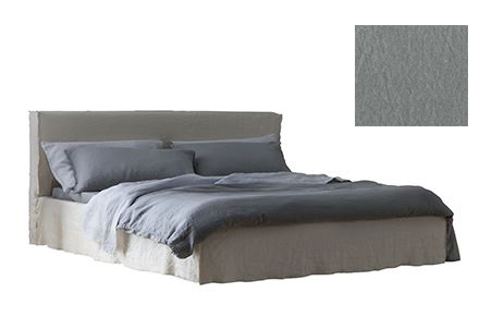 GERVASONI lit deux personnes BRICK 80 E avec sommier de 160 x 200 cm (Granit (70% Lin - 30% Coton) -