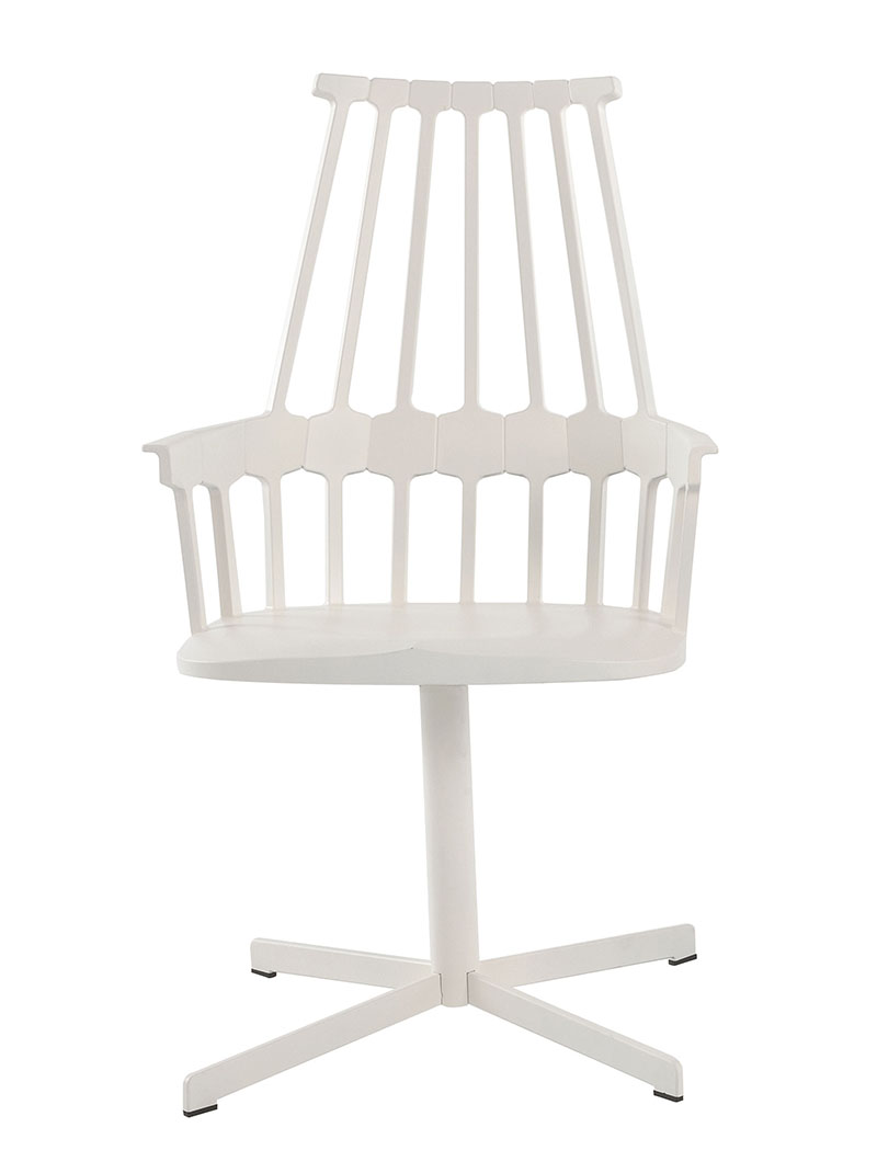 KARTELL fauteuil pivotant COMBACK (Blanc - Technopolymère thermoplastique - Acier laqué)