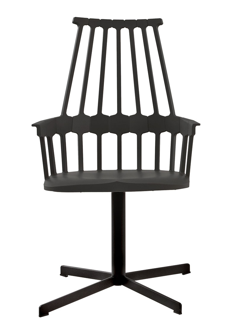 KARTELL fauteuil pivotant COMBACK (Noir - Technopolymère thermoplastique - Acier laqué)