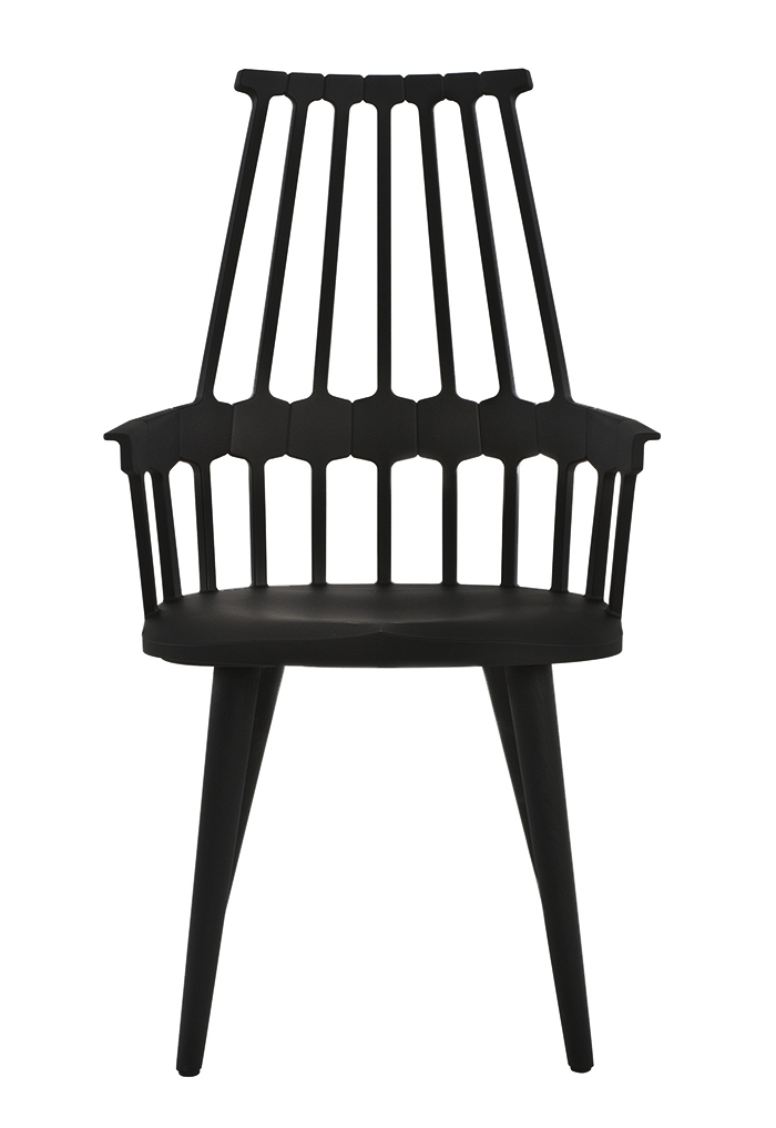 KARTELL fauteuil COMBACK (Noir - Noir - Technopolymère thermoplastique - Hêtre laqué)