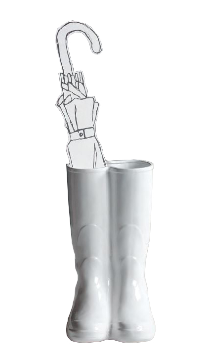 SELETTI vase / porte-parapluie RAINBOOTS (Blanc - Porcelaine)