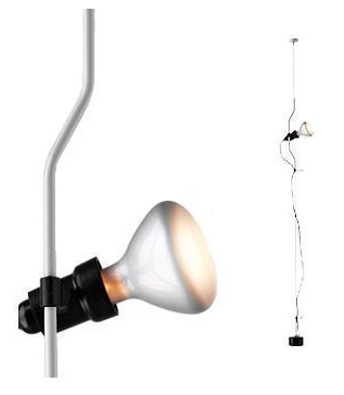 FLOS lampe à suspension PARENTESI D avec variateur (Blanc - acier / Élastomère)
