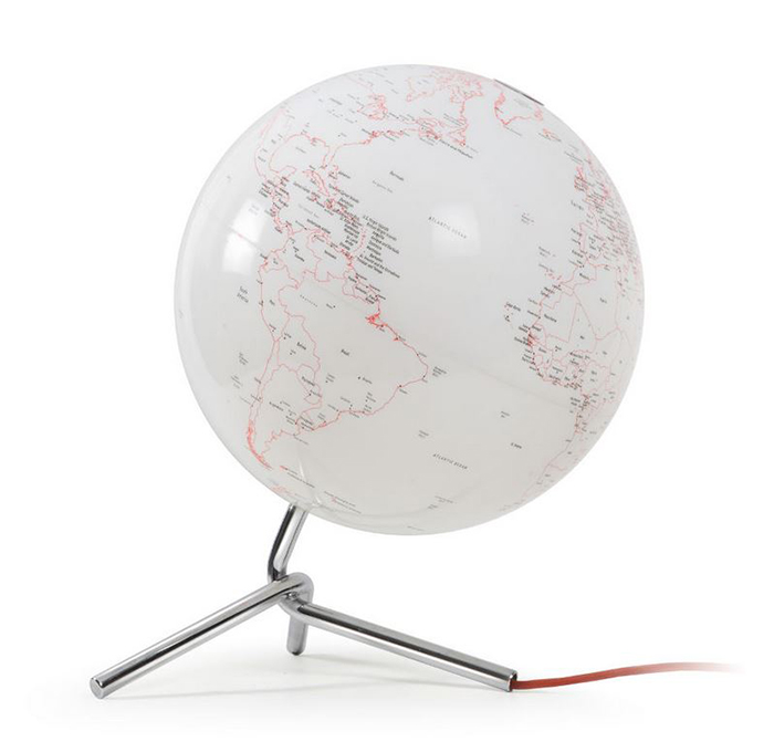 atmosphere lampe de bureau mappemonde nodo (blanc câble rouge - acier)