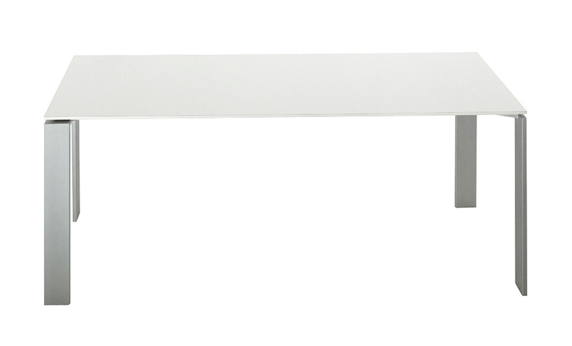 KARTELL table FOUR 158x79xH72 cm (Plateau blanc - Pieds aluminium - Plateau en laminé anti-rayures e