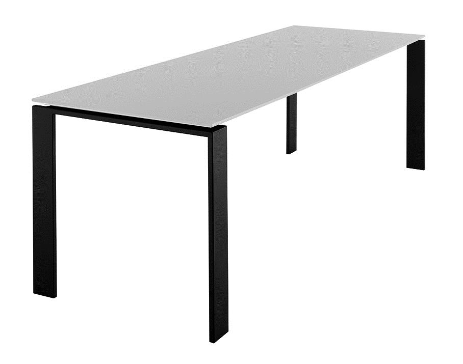 KARTELL table FOUR 223x79xH72 cm (Plateau blanc - Pieds noir - Plateau en laminé anti-rayures et pie