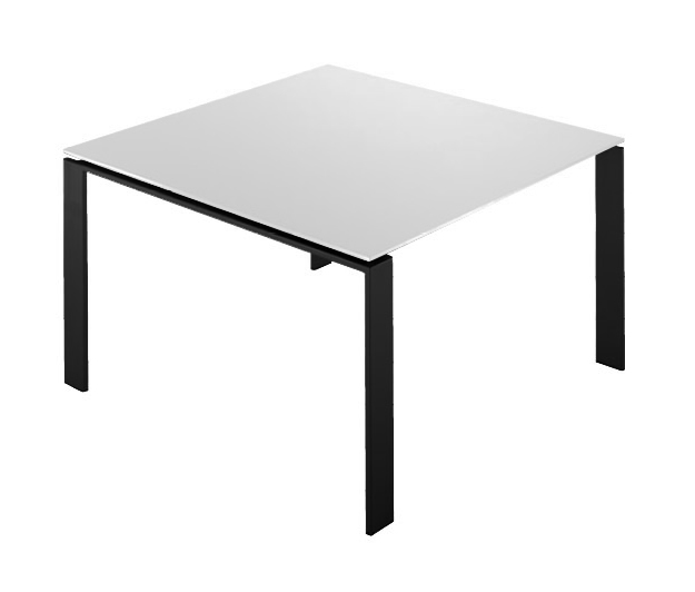 KARTELL table FOUR 128x128xH72 cm (Plateau blanc - Pieds noir - Plateau en laminé anti-rayures et pi