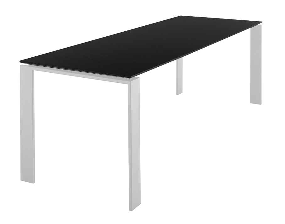 KARTELL table FOUR 223x79xH72 cm (Plateau noir - Pieds blancs - Plateau en laminé anti-rayures et pi