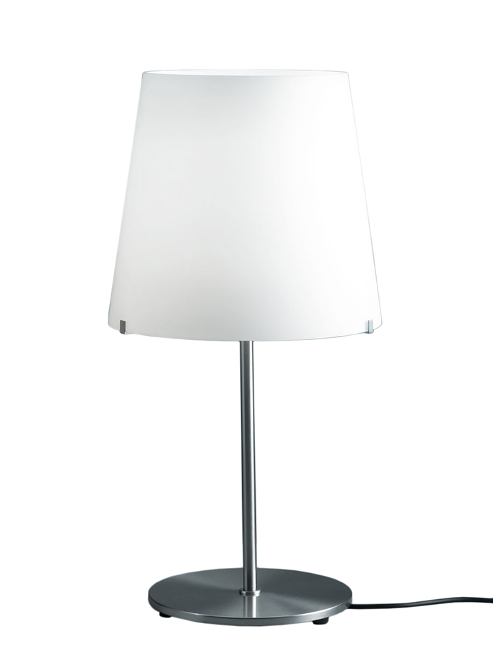 FONTANA ARTE lampe de table 3247TA (Ø 32 x H 60 cm - Verre soufflé blanc et métal nickelé)