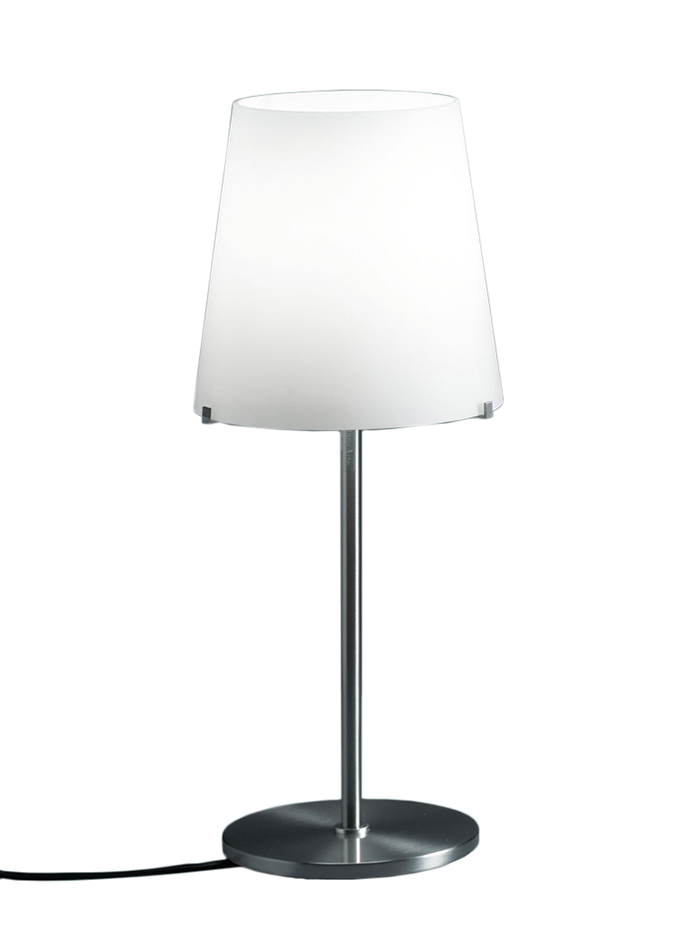 FONTANA ARTE lampe de table 3247TA (Ø 20 x H 46 cm - Verre soufflé blanc et métal nickelé)