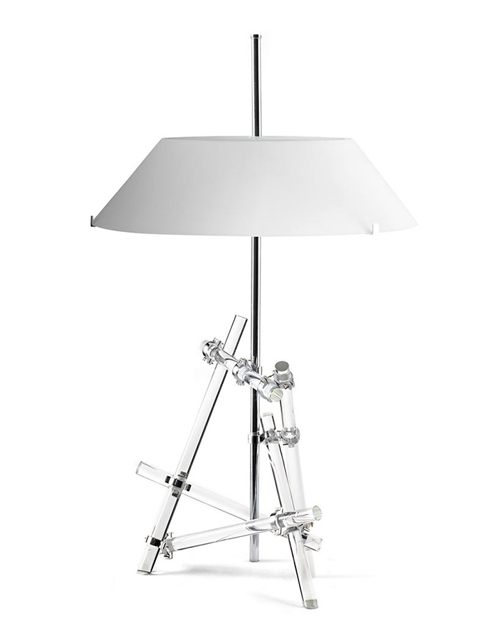 FONTANA ARTE lampe de table ASHANGHAI (Blanc - Laiton chromé et verre)