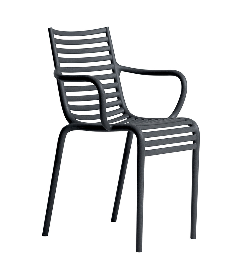 DRIADE set de 4 chaises avec accoudoirs PIP-E (Gris anthracite - Polypropylène)