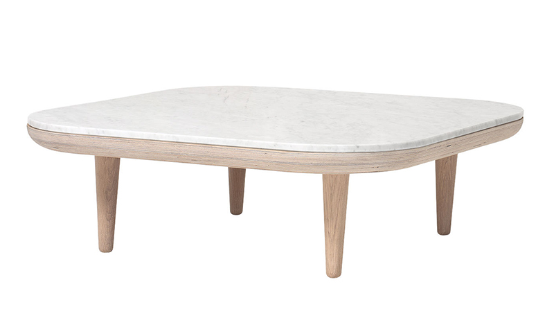 AND TRADITION table basse FLY SC4 (Blanc / Blanc Carrara - Chêne massif huilé / Marbre)