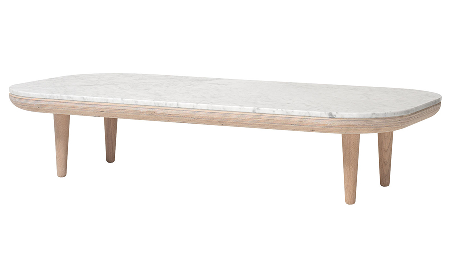 AND TRADITION table basse FLY SC5 (Blanc / Blanc Carrara - Chêne massif huilé / Marbre)