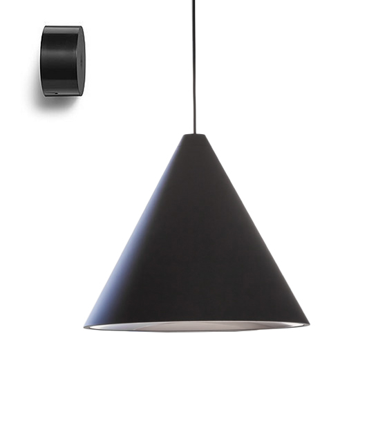 FLOS lampe à suspension STRING LIGHT CÔNE 12 mètres avec rosace au mur NOIR