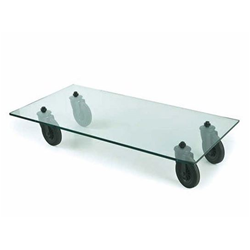 FONTANA ARTE rectangular coffee table with wheels TAVOLO CON RUOTE