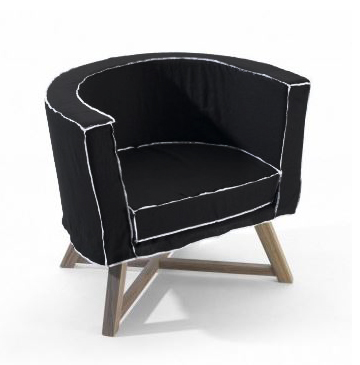 GERVASONI fauteuil GRAY 08 (Tissu - Coutures blanches - noyer noir)