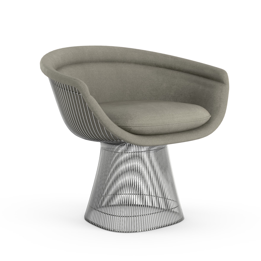 KNOLL fauteuil PLATNER (Silver / Nickel - Tissu Knoll Velvet / Métal)