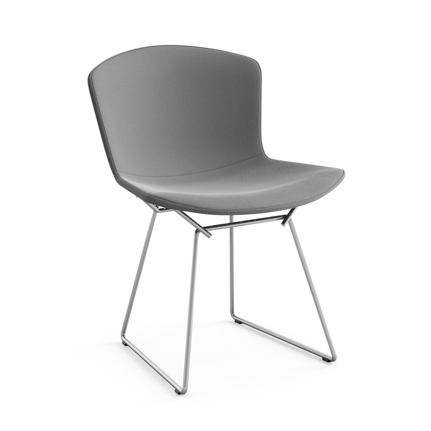 KNOLL chaise entièrement rembourrée BERTOIA (Structure chromée / Revêtement Silver - Acier / Tissu U