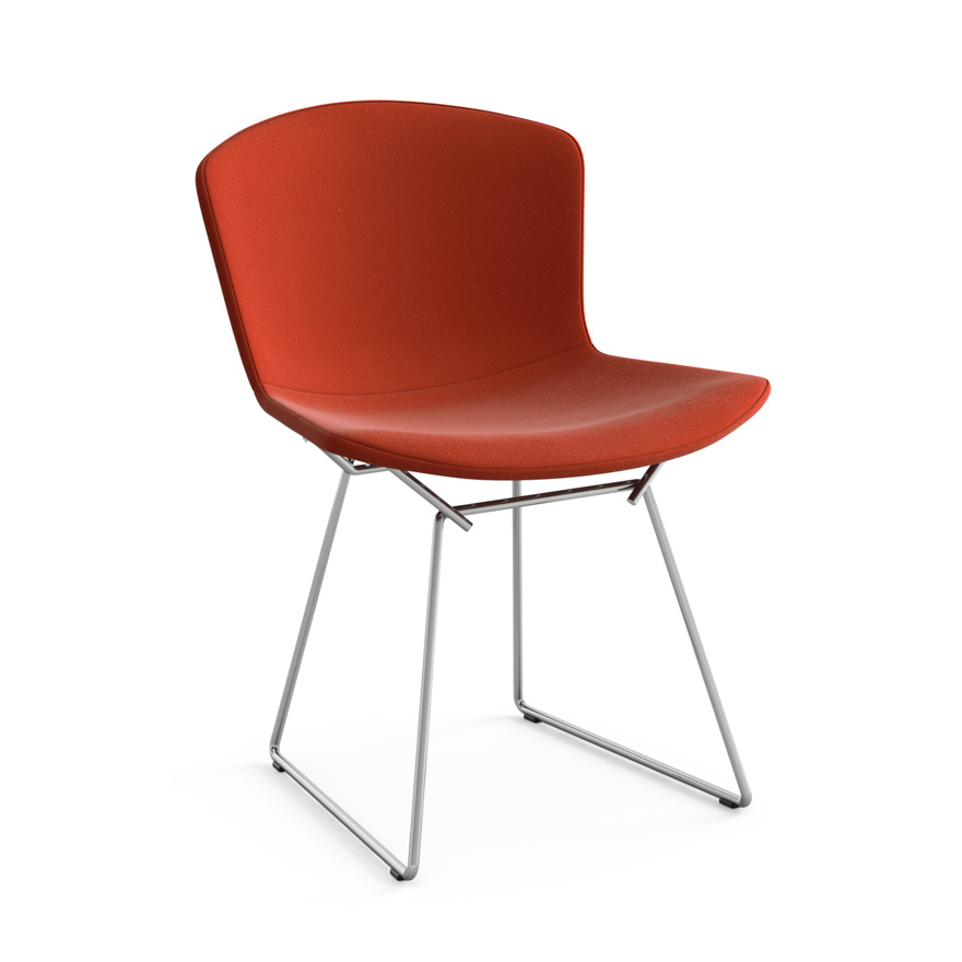 KNOLL chaise entièrement rembourrée BERTOIA (Structure chromée / Revêtement Poppy - Acier / Tissu Ul