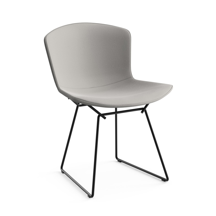 KNOLL chaise entièrement rembourrée BERTOIA (Structure noire / Revêtement Silver - Acier / Tissu Ult