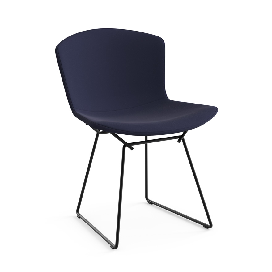 KNOLL chaise entièrement rembourrée BERTOIA (Structure noire / Revêtement Midnight - Acier / Tissu U