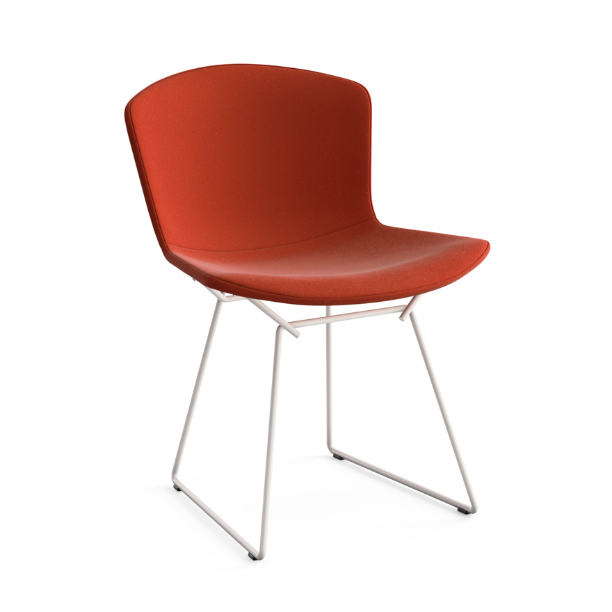 KNOLL chaise entièrement rembourrée BERTOIA (Structure blanche / Revêtement Poppy - Acier / Tissu Ul