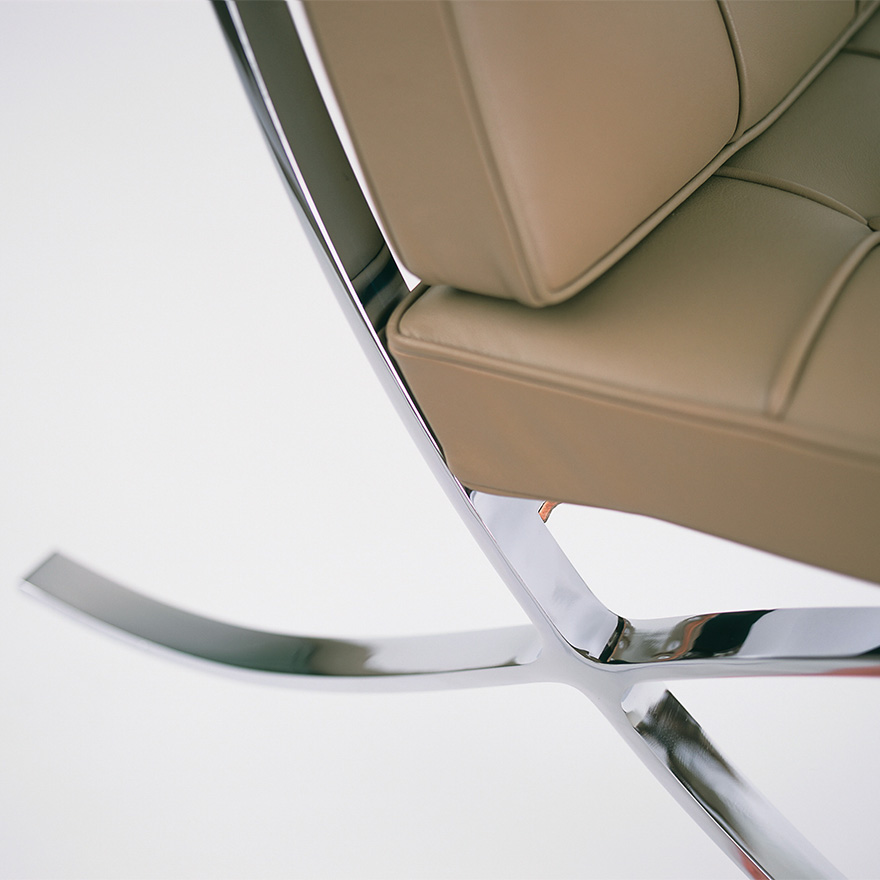 KNOLL armchair + footrest pouf ottoman BARCELONA WHITE