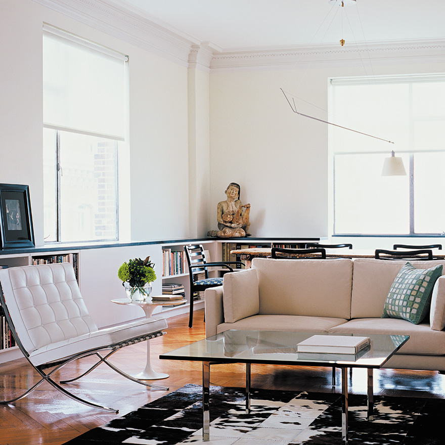 KNOLL armchair + footrest pouf ottoman BARCELONA WHITE