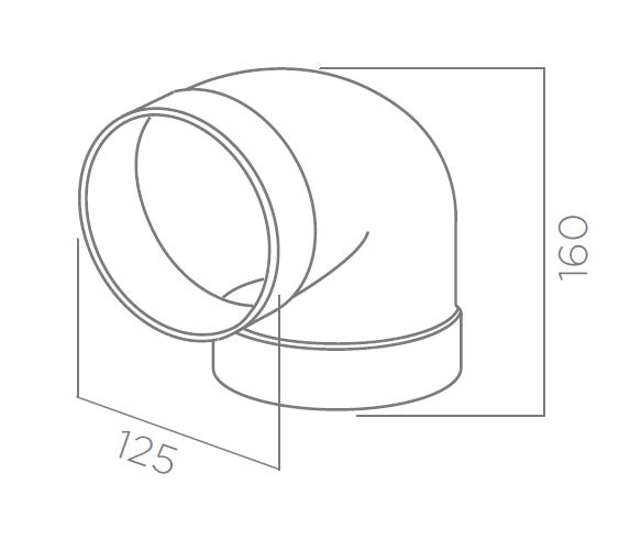 ELICA coude rond 90° pour tubes de Ø125mm 1052R