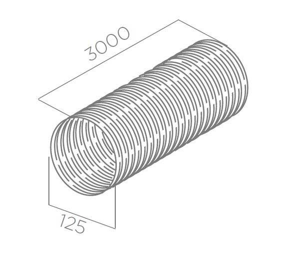 ELICA flexible round tube 125x3000mm 1052W
