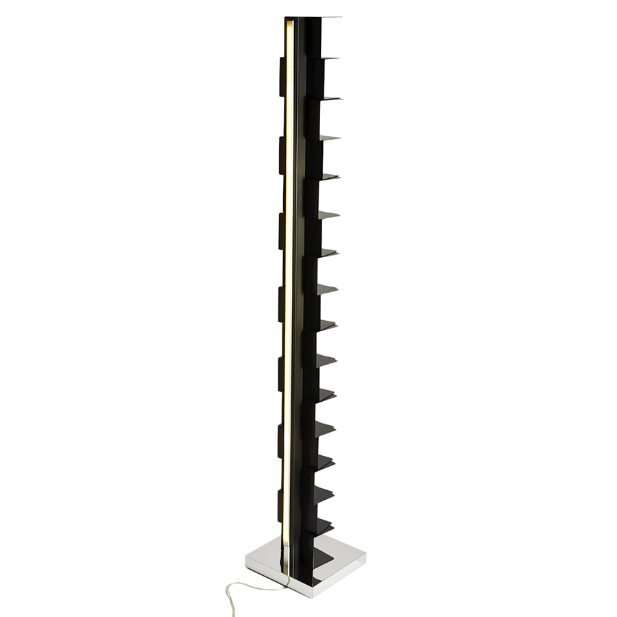 OPINION CIATTI bibliothèque avec éclairage à LED PTOLOMEO LUCE H 215 cm (Structure noire, base inox