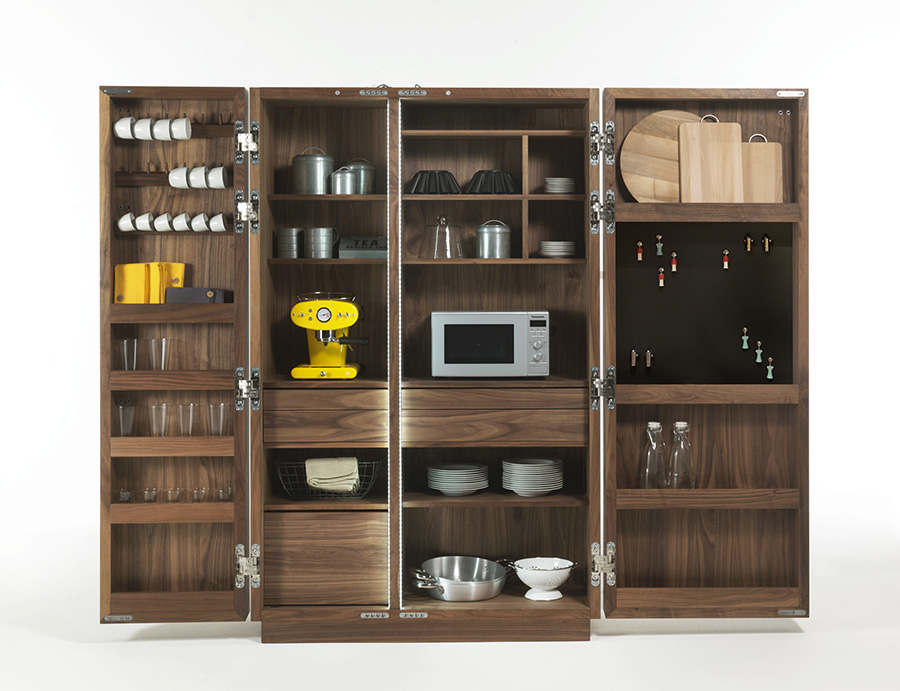 RIVA 1920 meuble de cuisine CAMBUSA COOK (Noyer - Bois massif et métal)