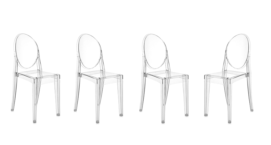 KARTELL set de 4 chaises VICTORIA GHOST (Cristal - Polycarbonate 2.0 à partir de matière première re