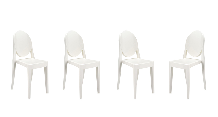 KARTELL set de 4 chaises VICTORIA GHOST (Blanc brillant - Polycarbonate 2.0 à partir de matière prem
