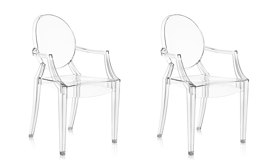 KARTELL set de 2 chaises LOUIS GHOST (Cristal - Polycarbonate 2.0 à partir de matière première renou