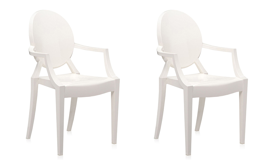 KARTELL set de 2 chaises LOUIS GHOST (Blanc brillant - Polycarbonate 2.0 à partir de matière premièr