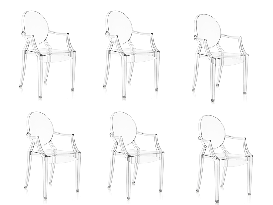 KARTELL set de 6 chaises LOUIS GHOST (Cristal - Polycarbonate 2.0 à partir de matière première renou