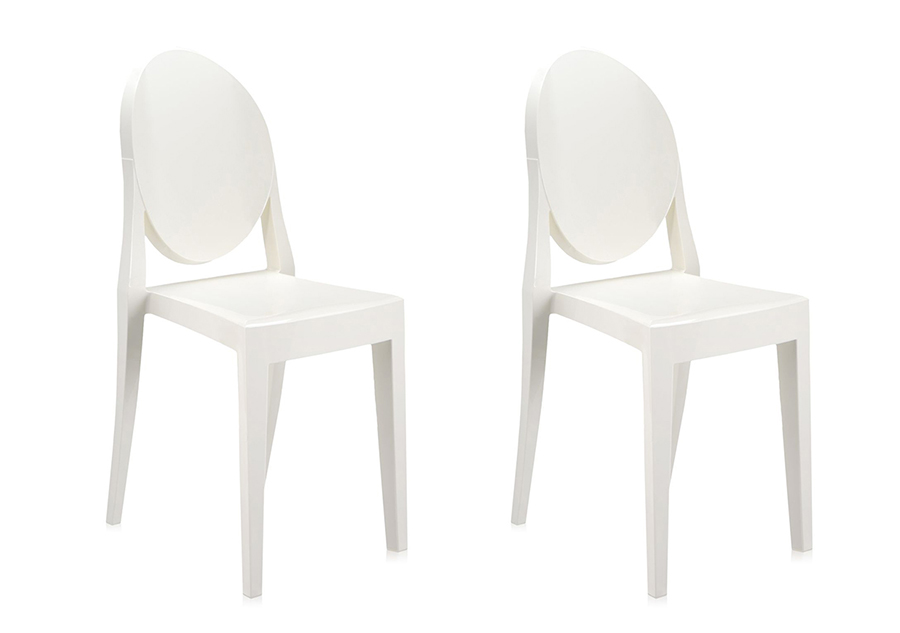 KARTELL set de 2 chaises VICTORIA GHOST (Blanc brillant - Polycarbonate 2.0 à partir de matière prem