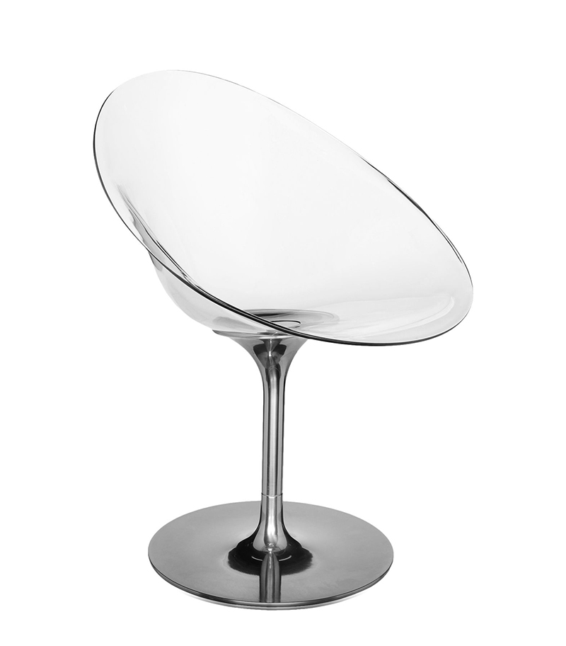 KARTELL fauteuil EROS (Cristal - base tournante - Polycarbonate transparent)