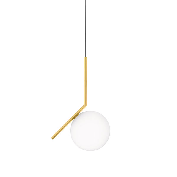 FLOS lampe à suspension IC S1 (Laiton brossé - Verre soufflé et métal)