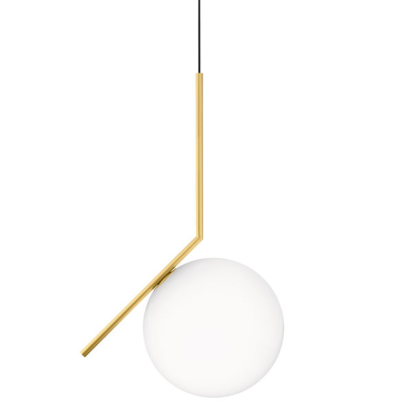 FLOS lampe à suspension IC S2 (Laiton brossé - Verre soufflé et métal)