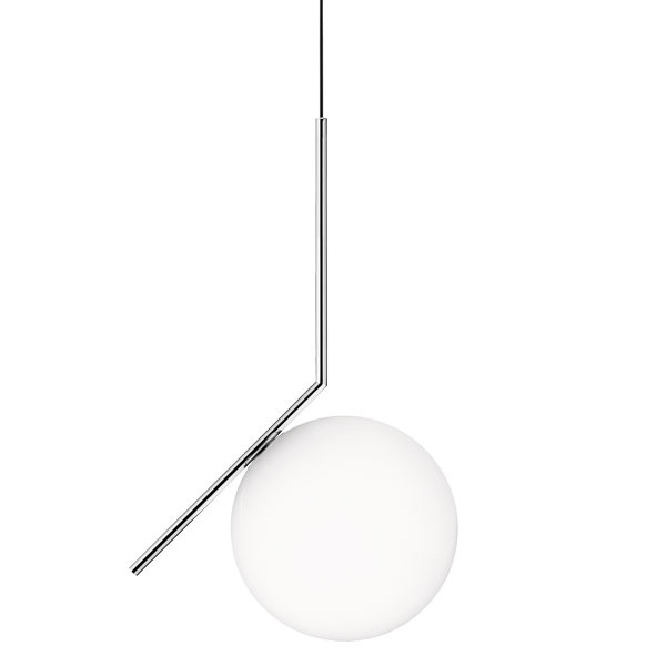 FLOS lampe à suspension IC S2 (Acier chromé - Verre soufflé et métal)