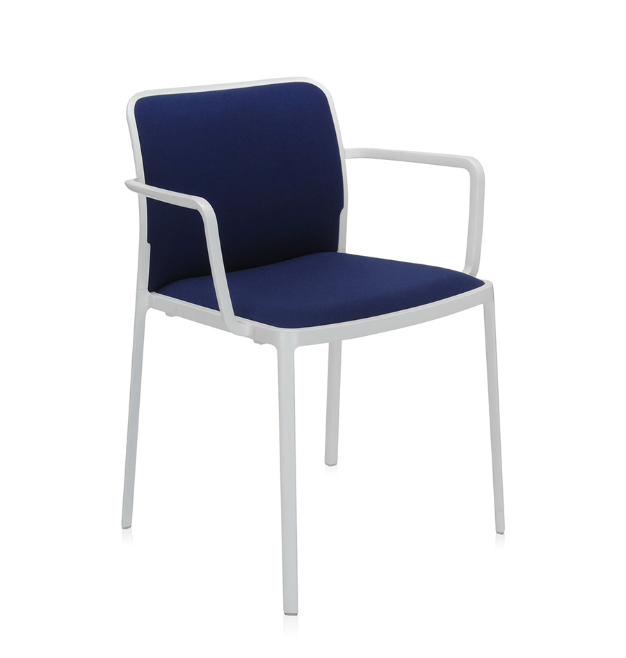 KARTELL set de 2 fauteuils AUDREY SOFT tissé TREVIRA (Structure peinte en blanc / Revêtement bleu - 