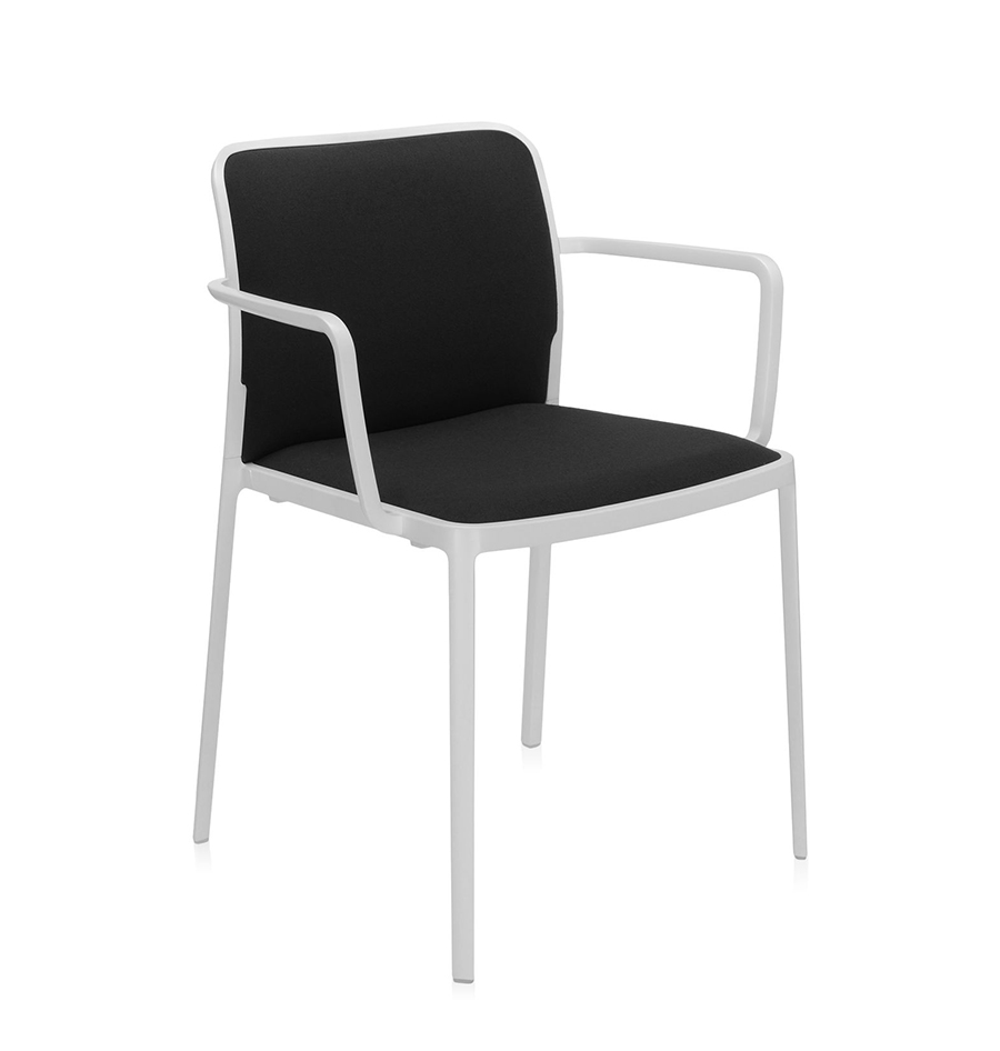 KARTELL set de 2 fauteuils AUDREY SOFT tissé TREVIRA (Structure peinte en blanc / Revêtement noir - 