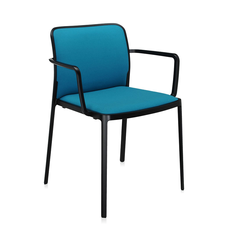 KARTELL set de 2 fauteuils AUDREY SOFT tissé TREVIRA (Structure peinte en noir/ Revêtement ottanio -