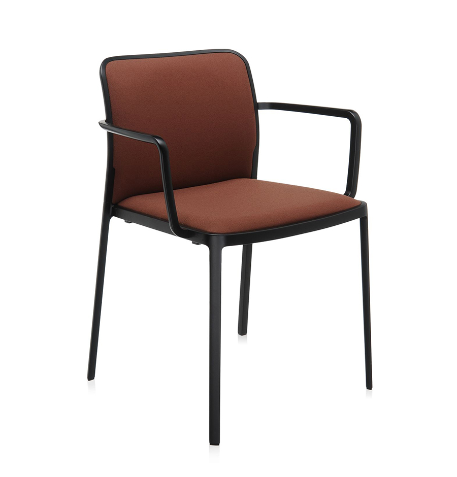 KARTELL set de 2 fauteuils AUDREY SOFT tissé TREVIRA (Structure peinte en noir/ Revêtement marron -