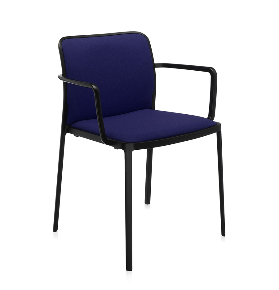 KARTELL set de 2 fauteuils AUDREY SOFT tissé TREVIRA (Structure peinte en noir/ Revêtement bleu - al